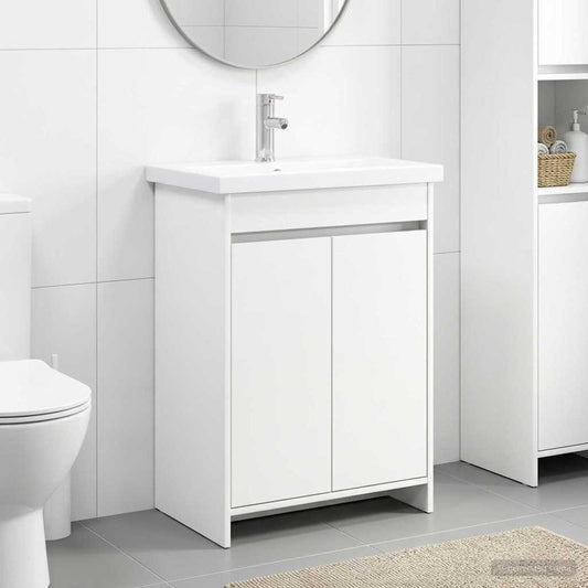 vidaXL Σετ Επίπλων Μπάνιου Λευκό 81 x 40 x 84,5 εκ Επεξεργασμένο Ξύλο