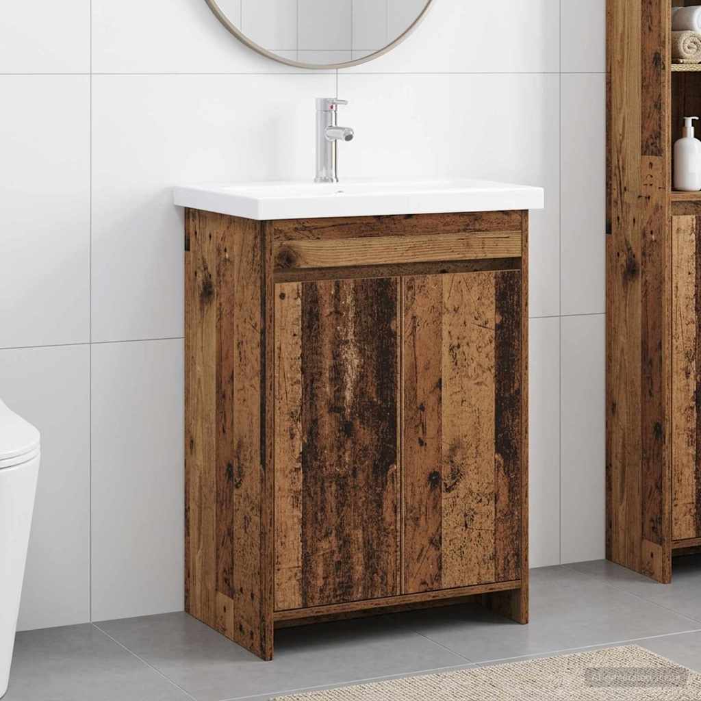 vidaXL Σετ Επίπλων Μπάνιου Παλαιωμένο ξύλο 81 x 40 x 84,5 εκ