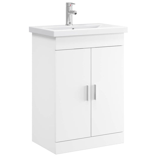 vidaXL Σετ Επίπλων Μπάνιου Λευκό 61 x 40 x 84,5 εκ Επεξεργασμένο Ξύλο