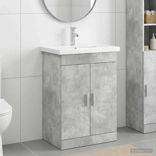vidaXL Σετ Επίπλων Μπάνιου Γκρι Σκυροδέματος 61 x 40 x 84,5 εκ