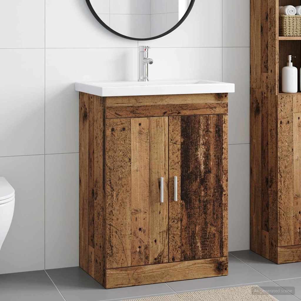 vidaXL Σετ Επίπλων Μπάνιου Παλαιωμένο ξύλο 61 x 40 x 84,5 εκ