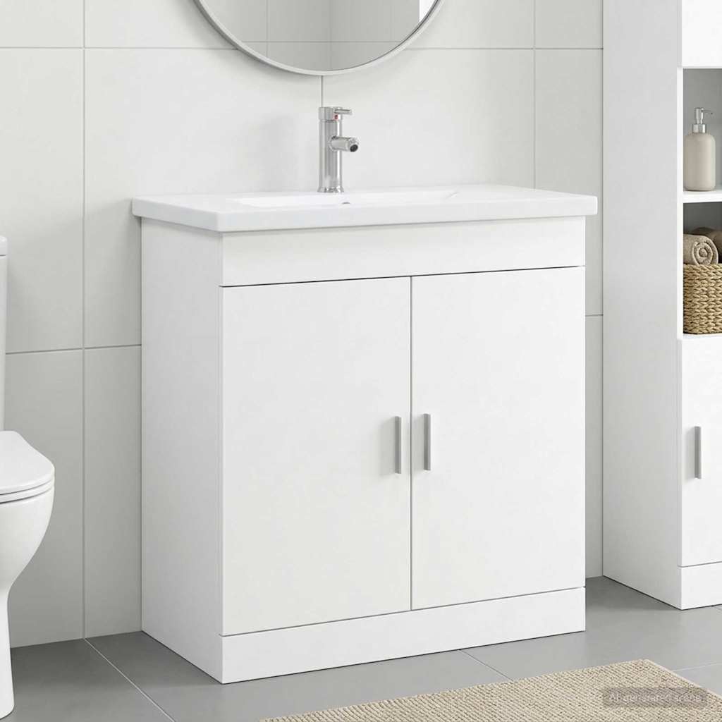 vidaXL Σετ Επίπλων Μπάνιου Λευκό 81 x 40 x 84,5 εκ Επεξεργασμένο Ξύλο