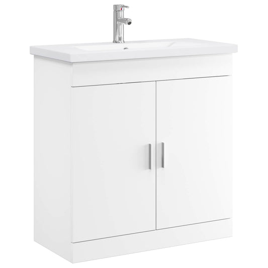 vidaXL Σετ Επίπλων Μπάνιου Λευκό 81 x 40 x 84,5 εκ Επεξεργασμένο Ξύλο