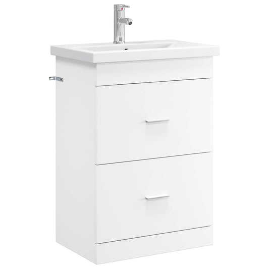 vidaXL Σετ Επίπλων Μπάνιου Λευκό 61 x 40 x 84,5 εκ Επεξεργασμένο Ξύλο