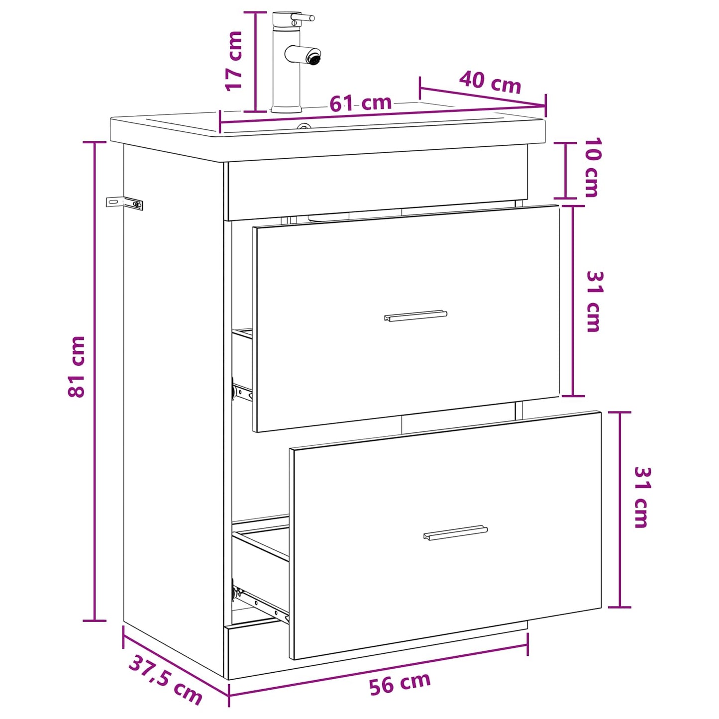 vidaXL Σετ Επίπλων Μπάνιου Sonoma Δρυς 61 x 40 x 84,5 εκ