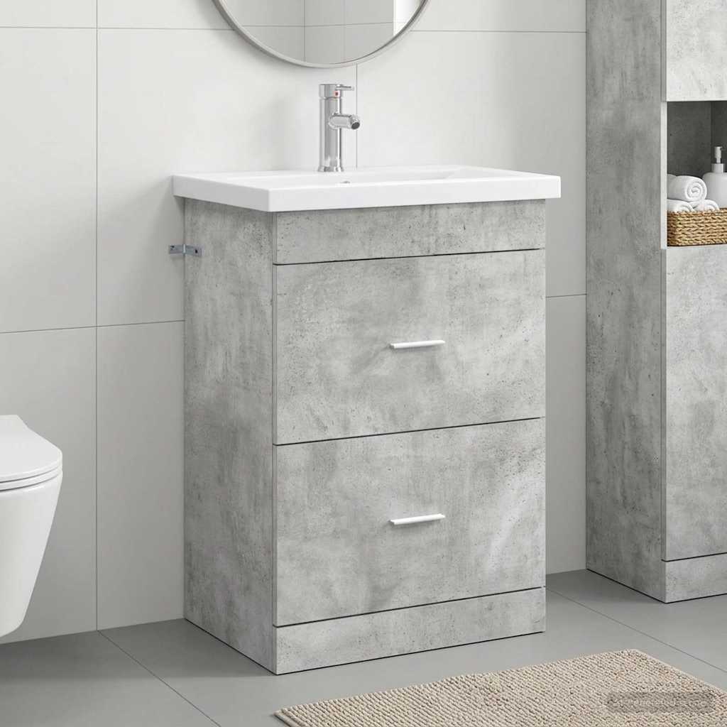 vidaXL Σετ Επίπλων Μπάνιου Γκρι Σκυροδέματος 61 x 40 x 84,5 εκ