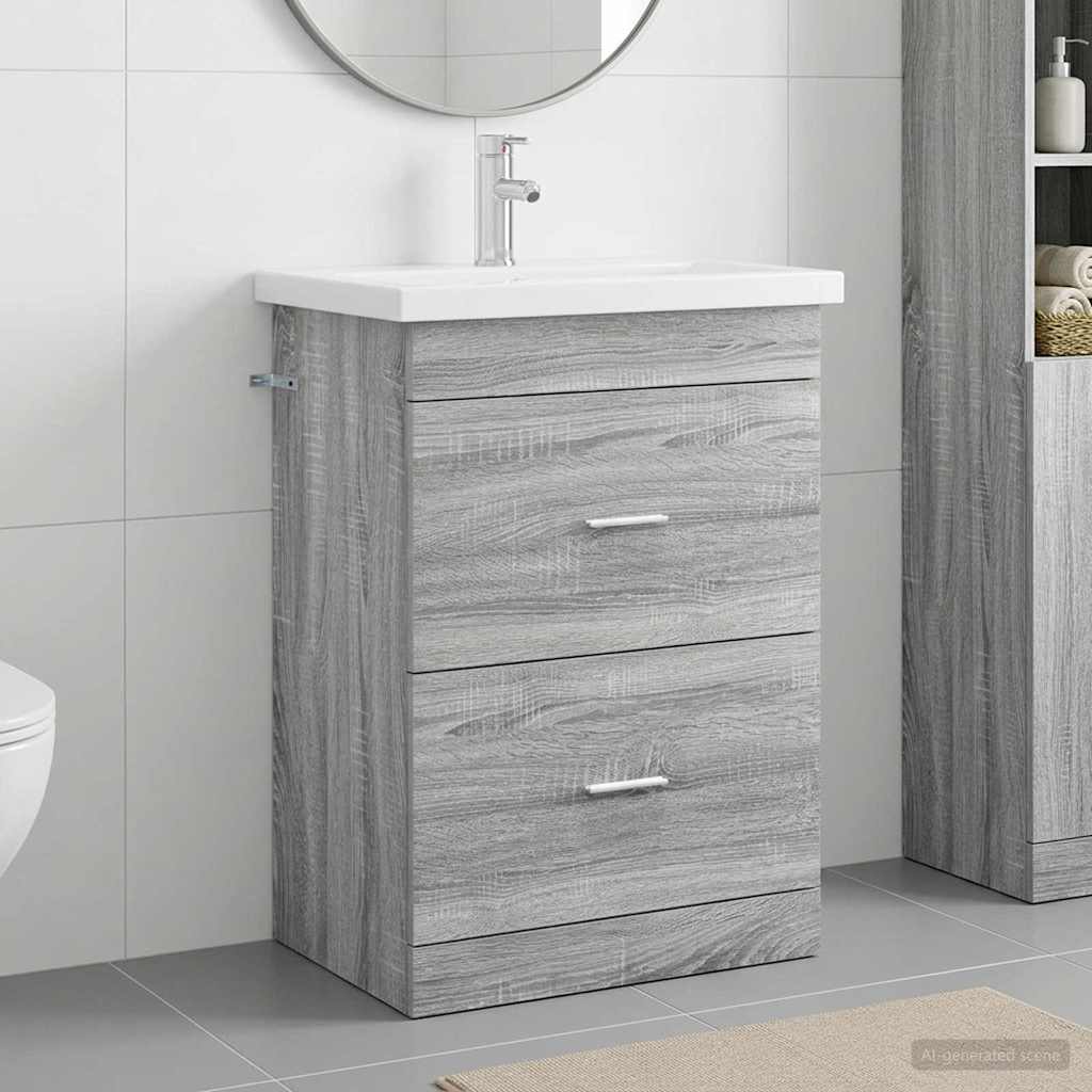 vidaXL Σετ Επίπλων Μπάνιου Γκρι Sonoma 61 x 40 x 84,5 εκ