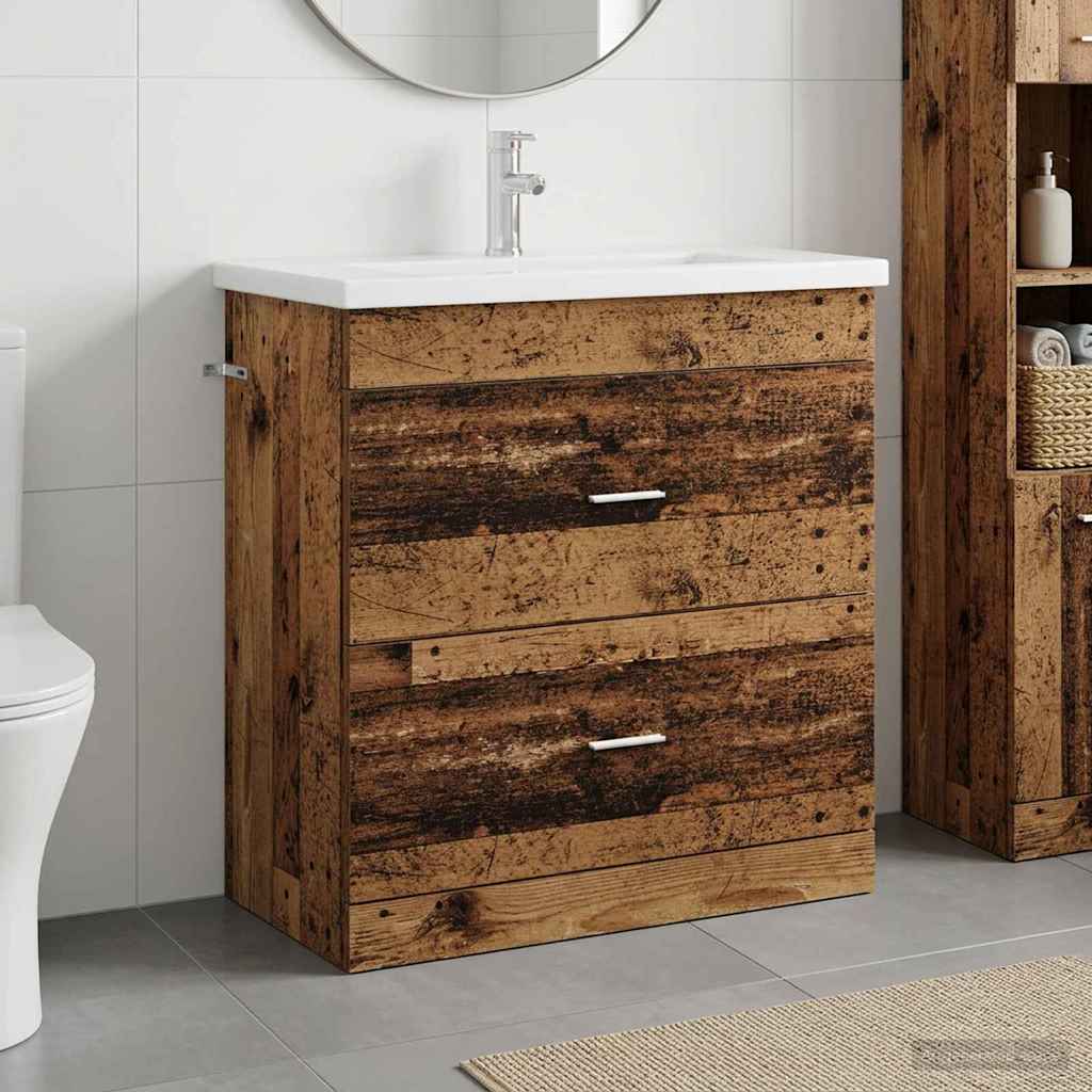 vidaXL Σετ Επίπλων Μπάνιου Παλαιωμένο ξύλο 81 x 40 x 84,5 εκ