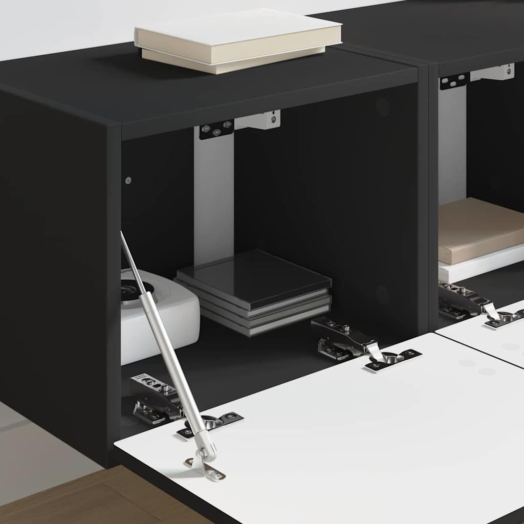 vidaXL Ντουλάπι Τηλεόρασης Τοίχου 2 pcs Μαύρο 60 x 31 x 29.5 εκ