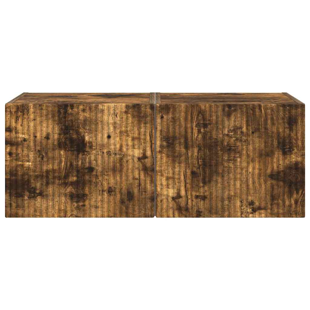 vidaXL Ντουλάπι Τηλεόρασης Τοίχου Επιτοίχιο 2 pcs Καπνιστό Δρύς