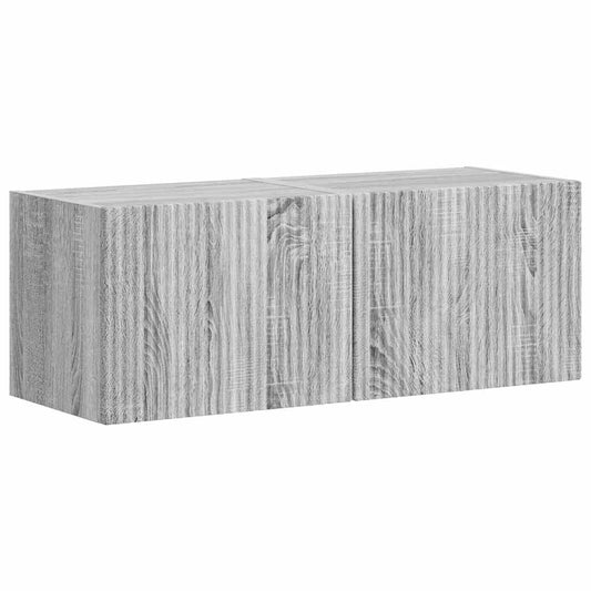 vidaXL Ντουλάπι Τηλεόρασης Τοίχου Επιτοίχιο 2 pcs Γκρίζο Σονομα