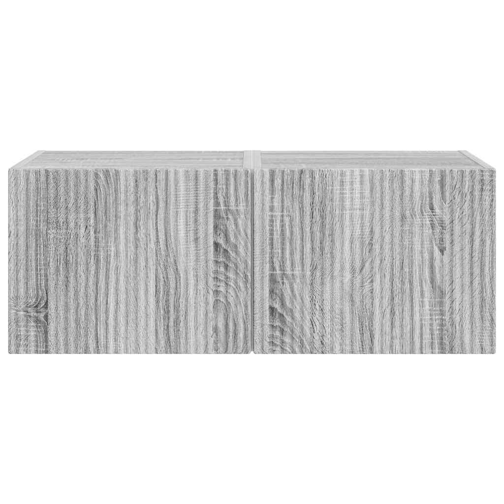 vidaXL Ντουλάπι Τηλεόρασης Τοίχου Επιτοίχιο 2 pcs Γκρίζο Σονομα