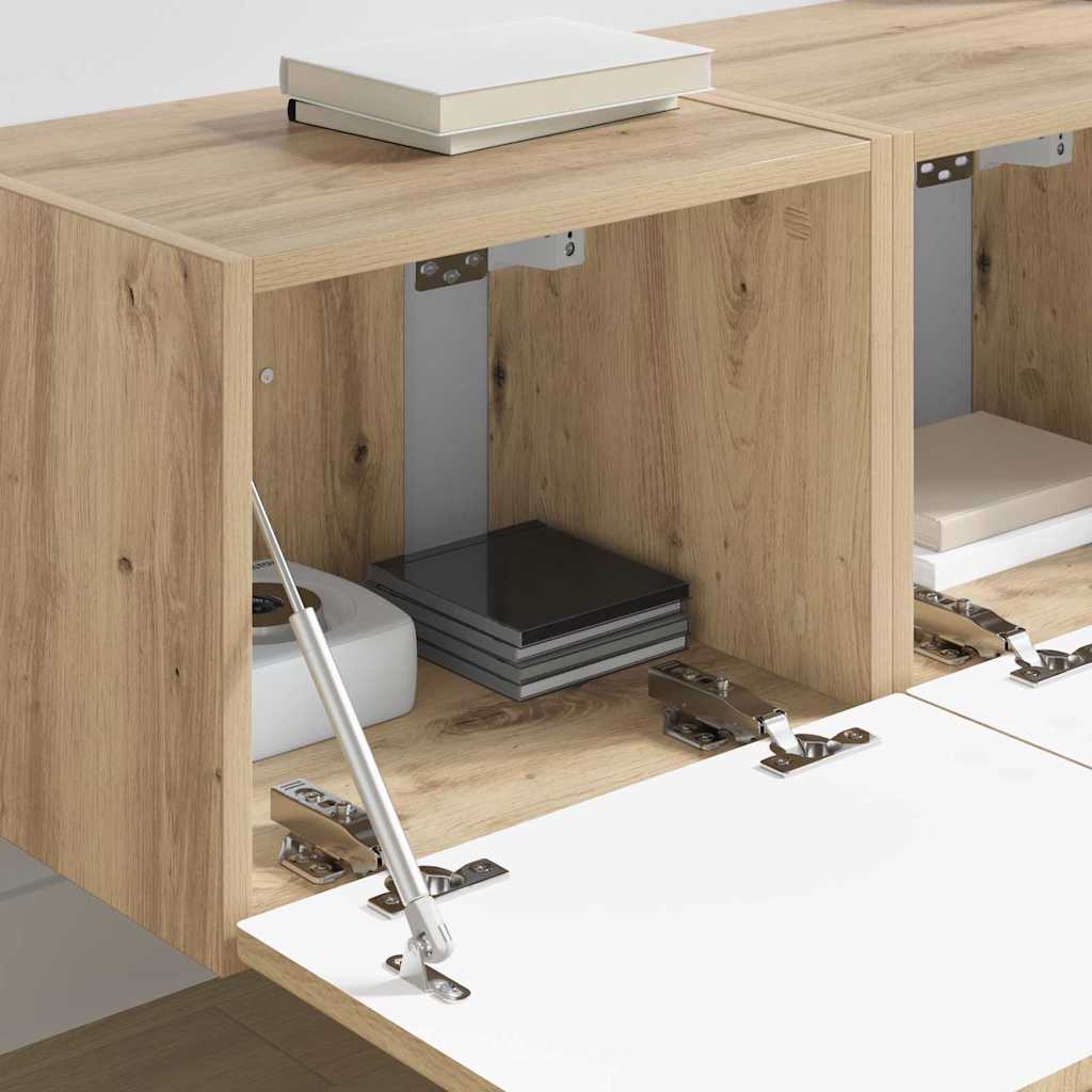 vidaXL Ντουλάπι Τηλεόρασης Τοίχου 2 pcs Καρυδιά Χειροποίητης Εργασίας