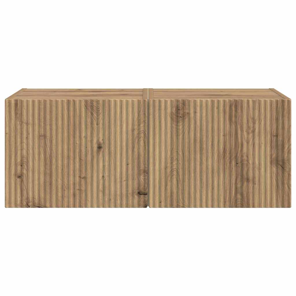 vidaXL Ντουλάπι Τηλεόρασης Τοίχου 2 pcs Καρυδιά Χειροποίητης Εργασίας