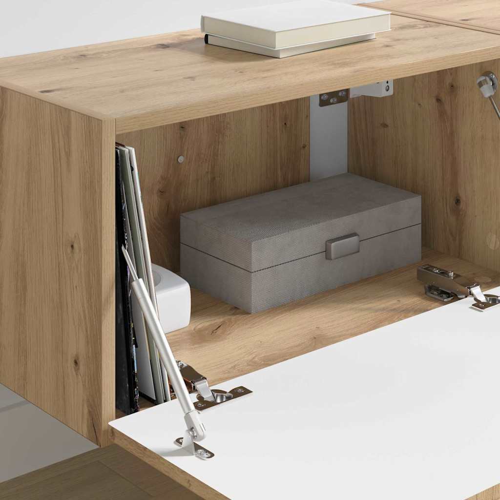 vidaXL Ντουλάπι Τηλεόρασης Τοίχου 2 pcs Καρυδιά Χειροποίητης Εργασίας