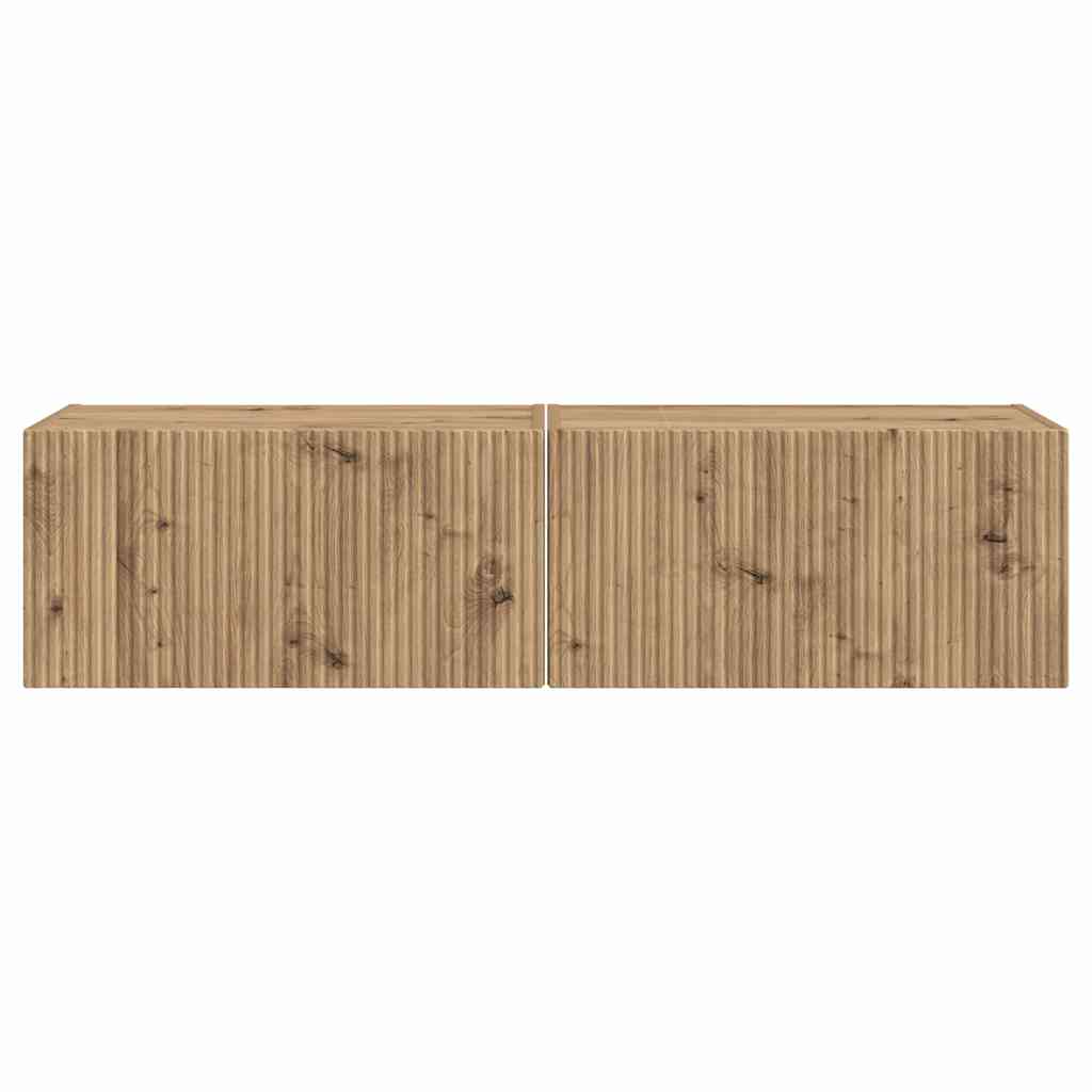 vidaXL Ντουλάπι Τηλεόρασης Τοίχου 2 pcs Καρυδιά Χειροποίητης Εργασίας