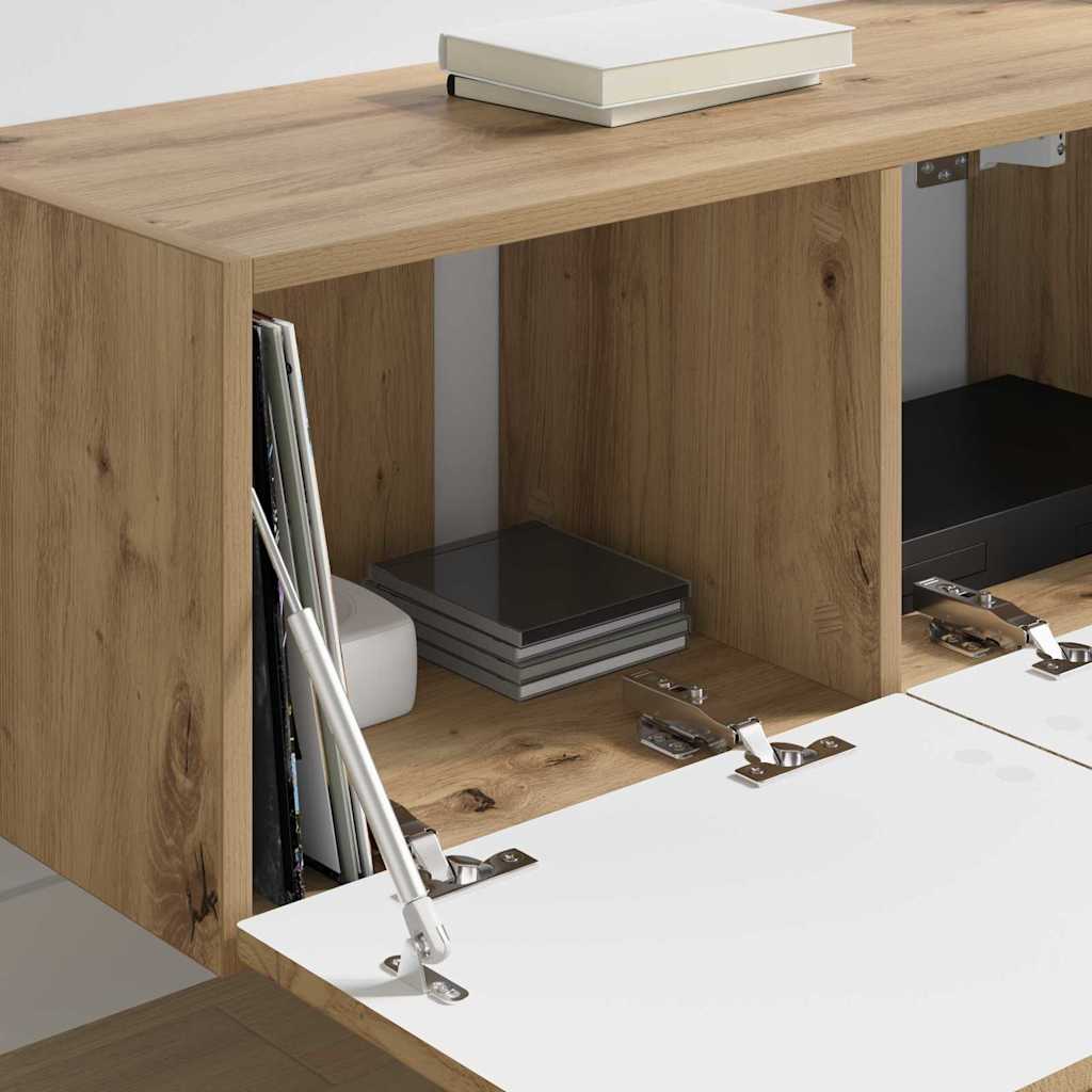 vidaXL Ντουλάπι Τηλεόρασης Τοίχου 2 pcs Καρυδιά Χειροποίητης Εργασίας