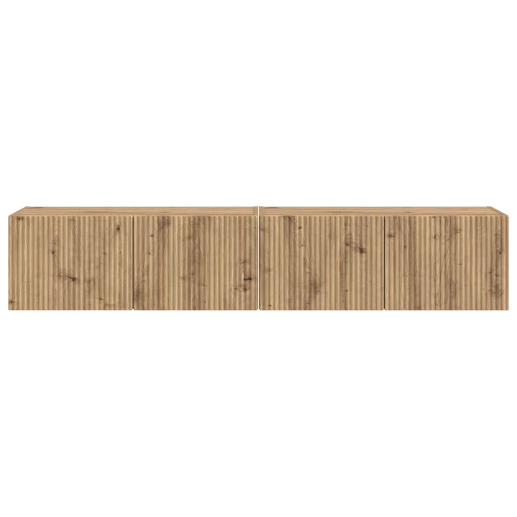 vidaXL Ντουλάπι Τηλεόρασης Τοίχου 2 pcs Καρυδιά Χειροποίητης Εργασίας