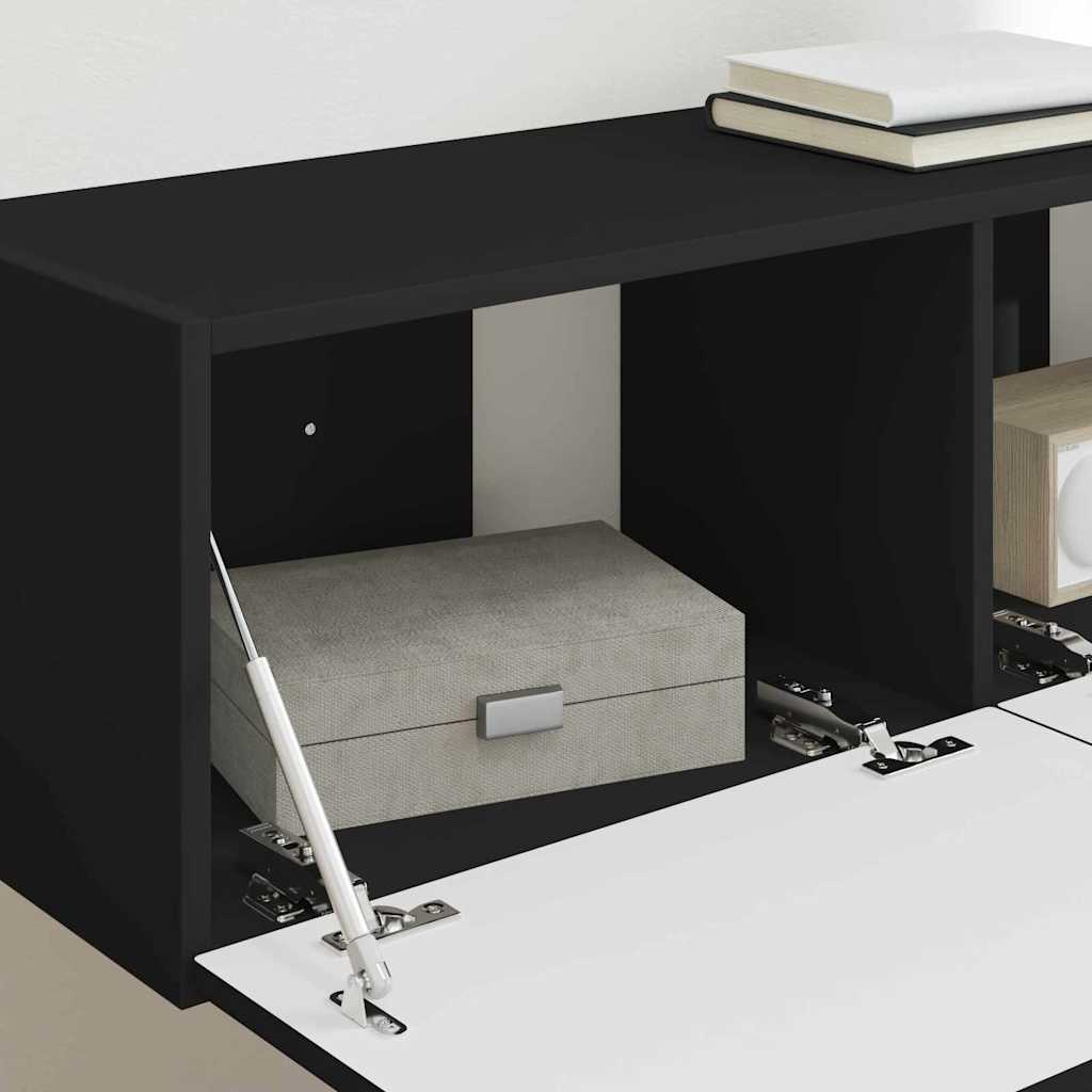 vidaXL Ντουλάπι Τηλεόρασης Τοίχου 2 pcs Μαύρο 60 x 31 x 29.5 εκ