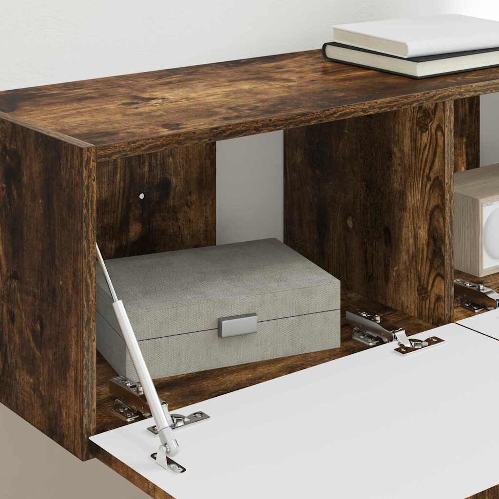 vidaXL Ντουλάπι Τηλεόρασης Τοίχου Επιτοίχιο 2 pcs Καπνιστό Δρύς