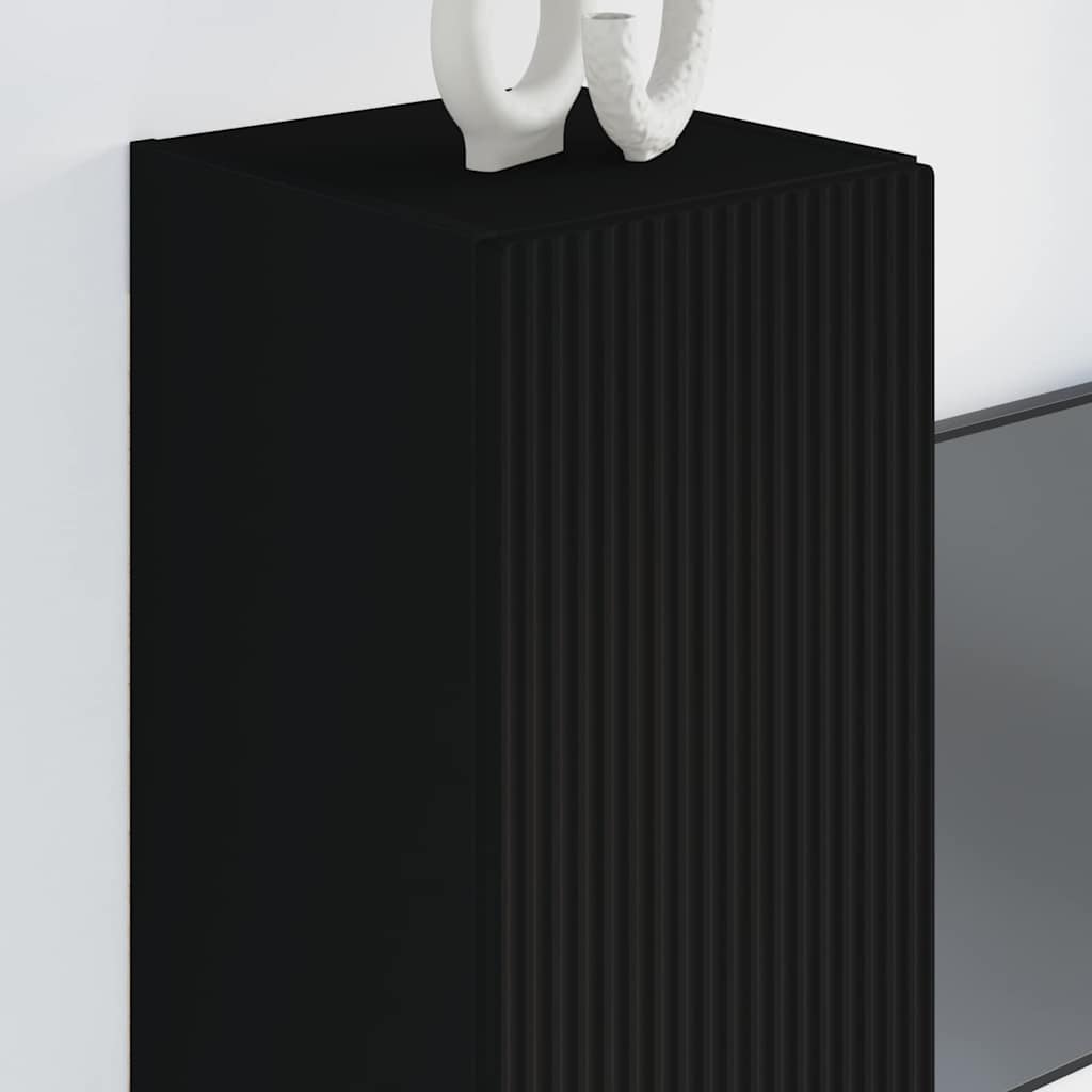 vidaXL Ντουλάπι Τηλεόρασης Τοίχου 2 pcs Μαύρο 30 x 31 x 80 εκ.