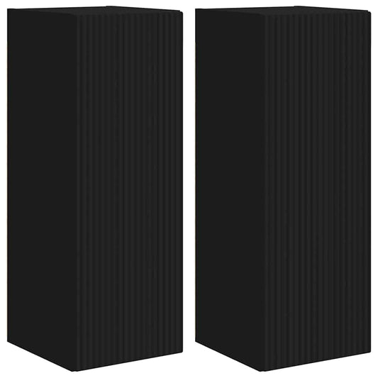 vidaXL Ντουλάπι Τηλεόρασης Τοίχου 2 pcs Μαύρο 30 x 31 x 80 εκ.