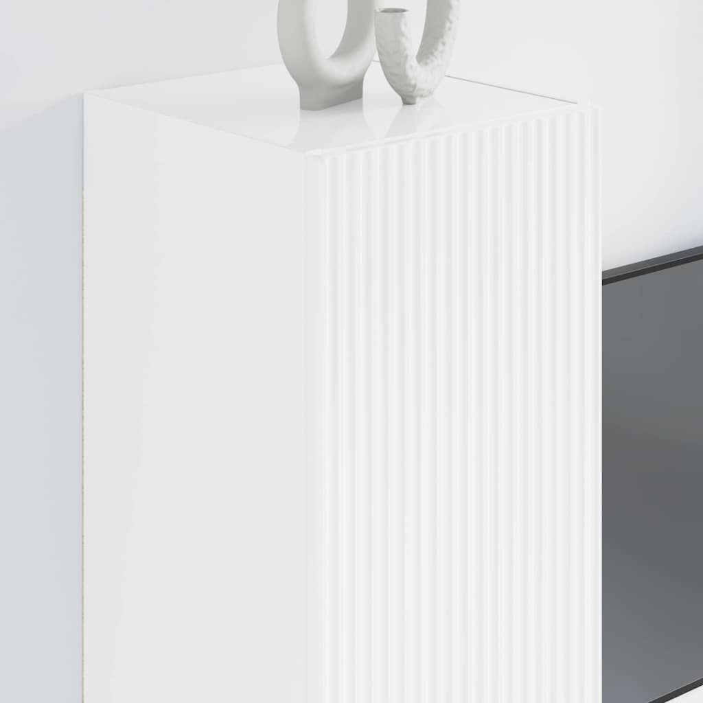 vidaXL Ντουλάπι Τηλεόρασης Τοίχου 2 pcs Λαμπερό Λευκό 30 x 31 x 80 εκ.