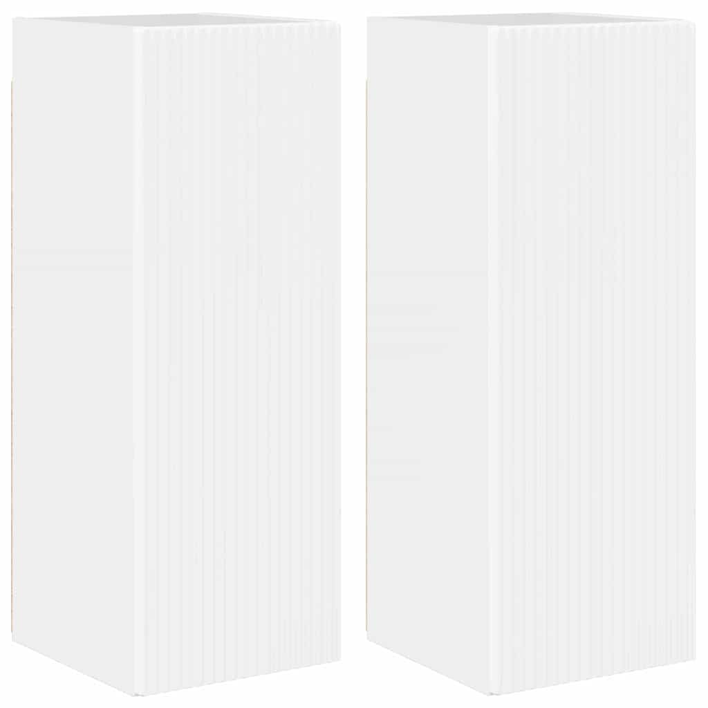 vidaXL Ντουλάπι Τηλεόρασης Τοίχου 2 pcs Λαμπερό Λευκό 30 x 31 x 80 εκ.