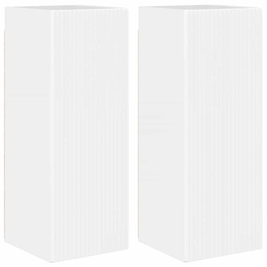 vidaXL Ντουλάπι Τηλεόρασης Τοίχου 2 pcs Λαμπερό Λευκό 30 x 31 x 80 εκ.