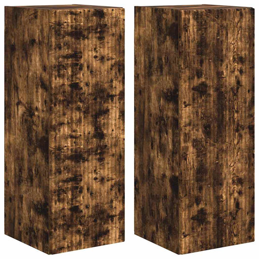 vidaXL Ντουλάπι Τηλεόρασης Τοίχου 2 pcs Καπνιστό Δρύς 30 x 31 x 80 εκ.