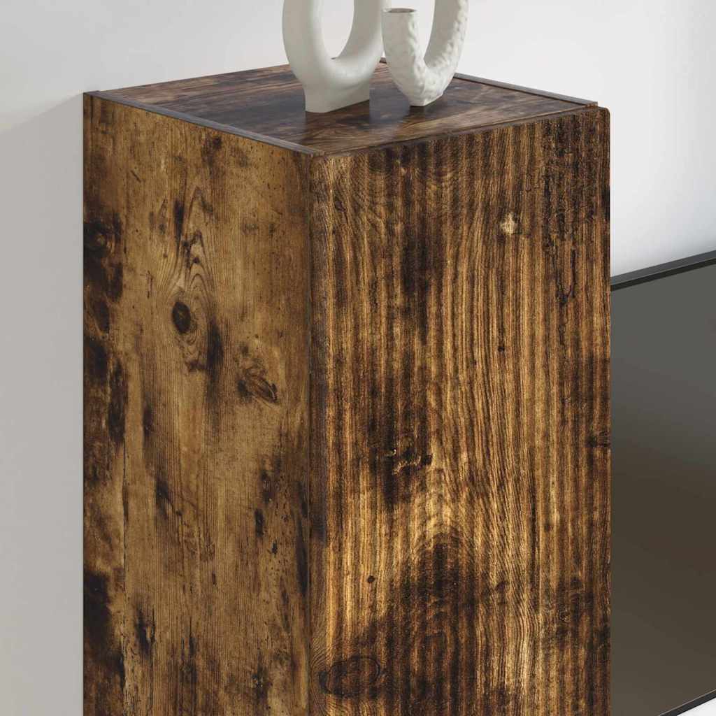 vidaXL Ντουλάπι Τηλεόρασης Τοίχου Επιτοίχιο 2 pcs Καπνιστό Δρύς