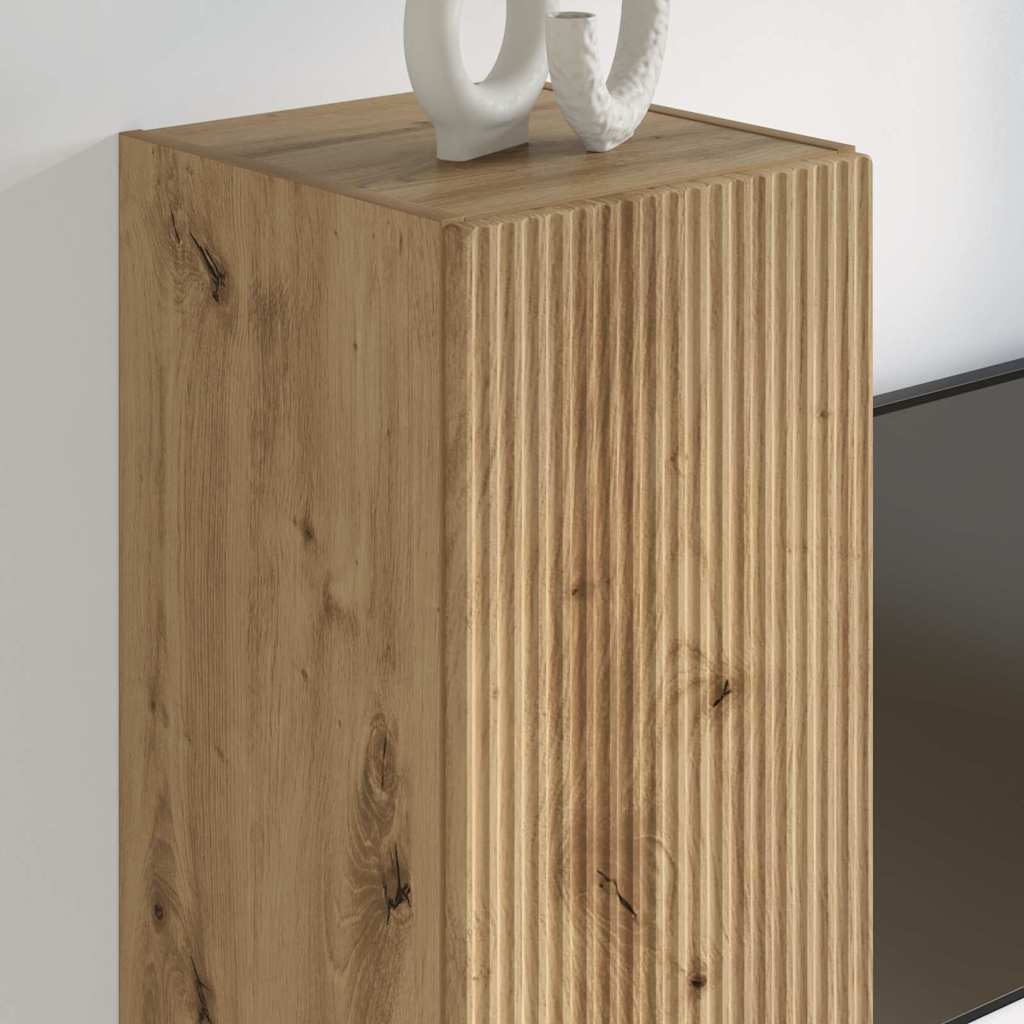 vidaXL Ντουλάπι Τηλεόρασης Τοίχου 2 pcs Καρυδιά Χειροποίητης Εργασίας