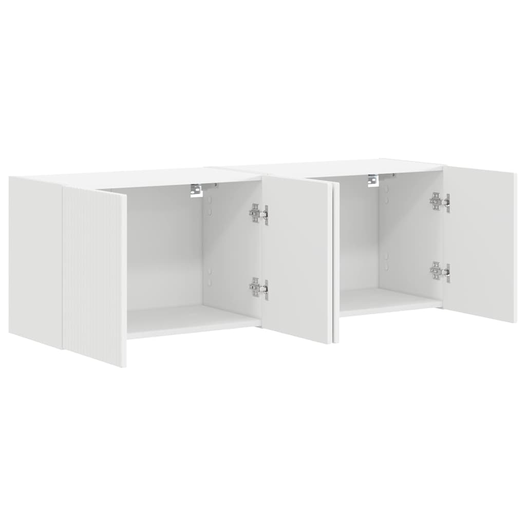 vidaXL Ντουλάπι Τηλεόρασης Τοίχου 2 pcs Λευκό 59,5 x 31 x 40 εκ
