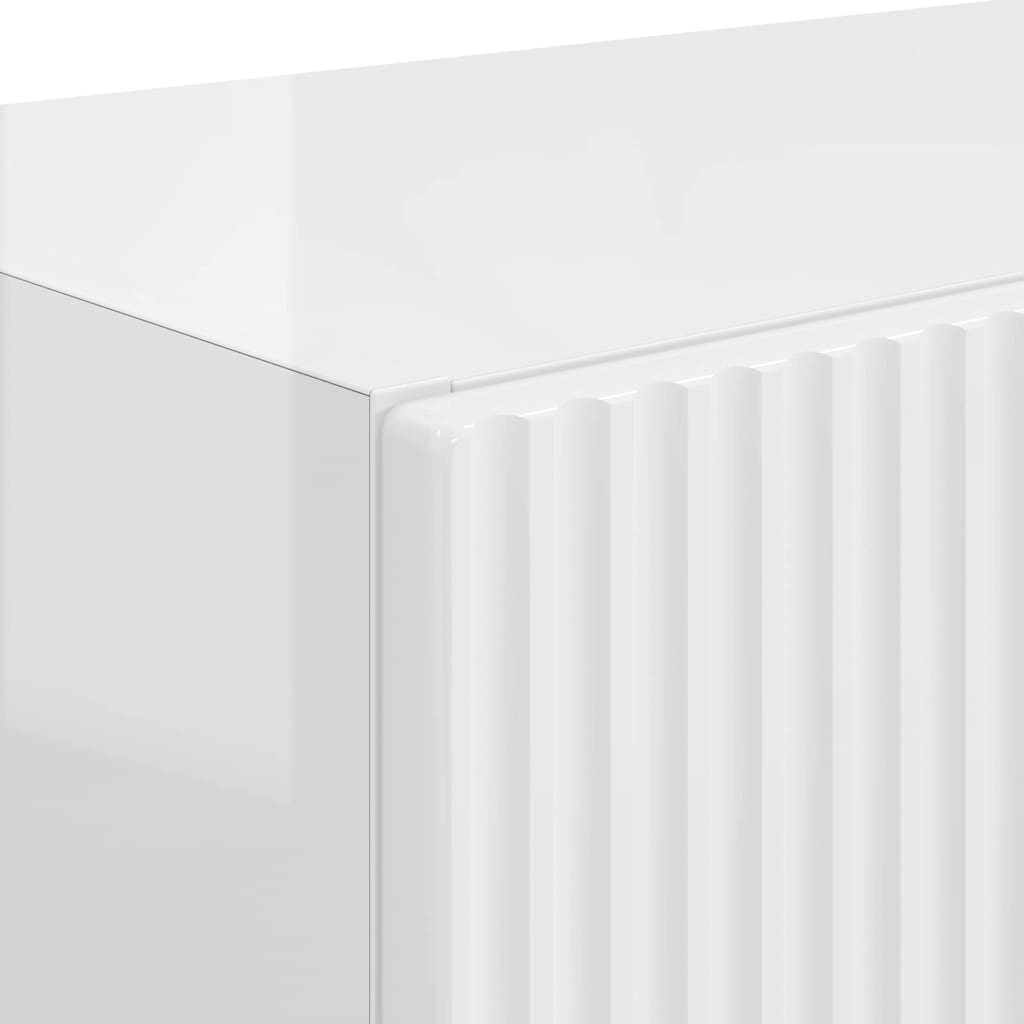 vidaXL Ντουλάπι Τηλεόρασης Τοίχου Επιτοίχιο Υψηλής γυαλάδας λευκό