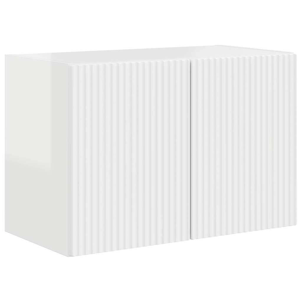 vidaXL Ντουλάπι Τηλεόρασης Τοίχου Επιτοίχιο Υψηλής γυαλάδας λευκό