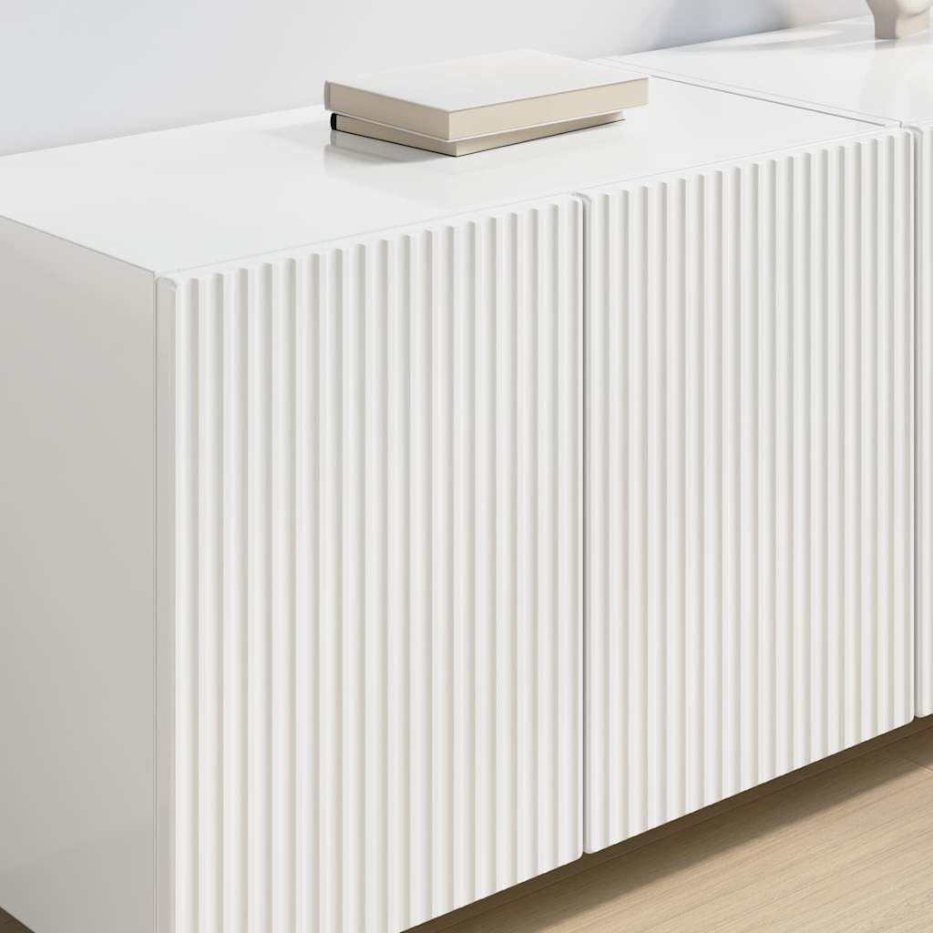 vidaXL Ντουλάπι Τηλεόρασης Τοίχου 2 pcs Υψηλής γυαλάδας λευκό