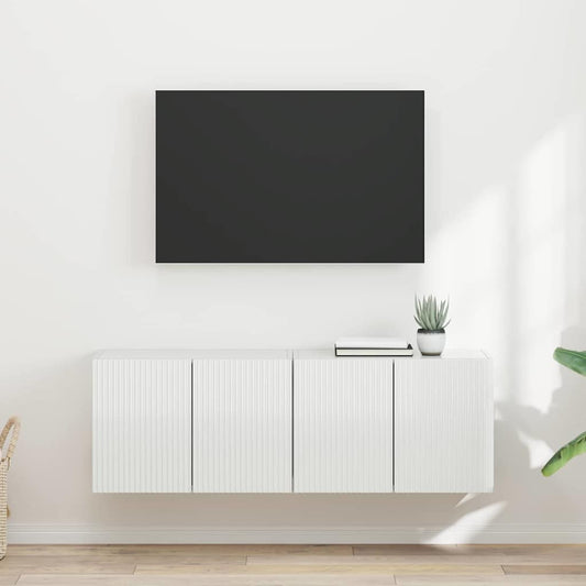 vidaXL Ντουλάπι Τηλεόρασης Τοίχου 2 pcs Υψηλής γυαλάδας λευκό