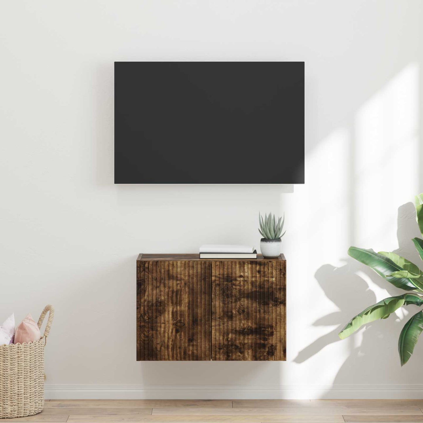 vidaXL Ντουλάπι Τηλεόρασης Τοίχου 59,5 x 31 x 40 εκ Καπνιστό Δρύς