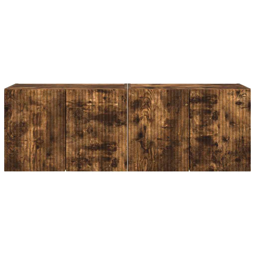 vidaXL Ντουλάπι Τηλεόρασης Τοίχου Επιτοίχιο 2 pcs Καπνιστό Δρύς