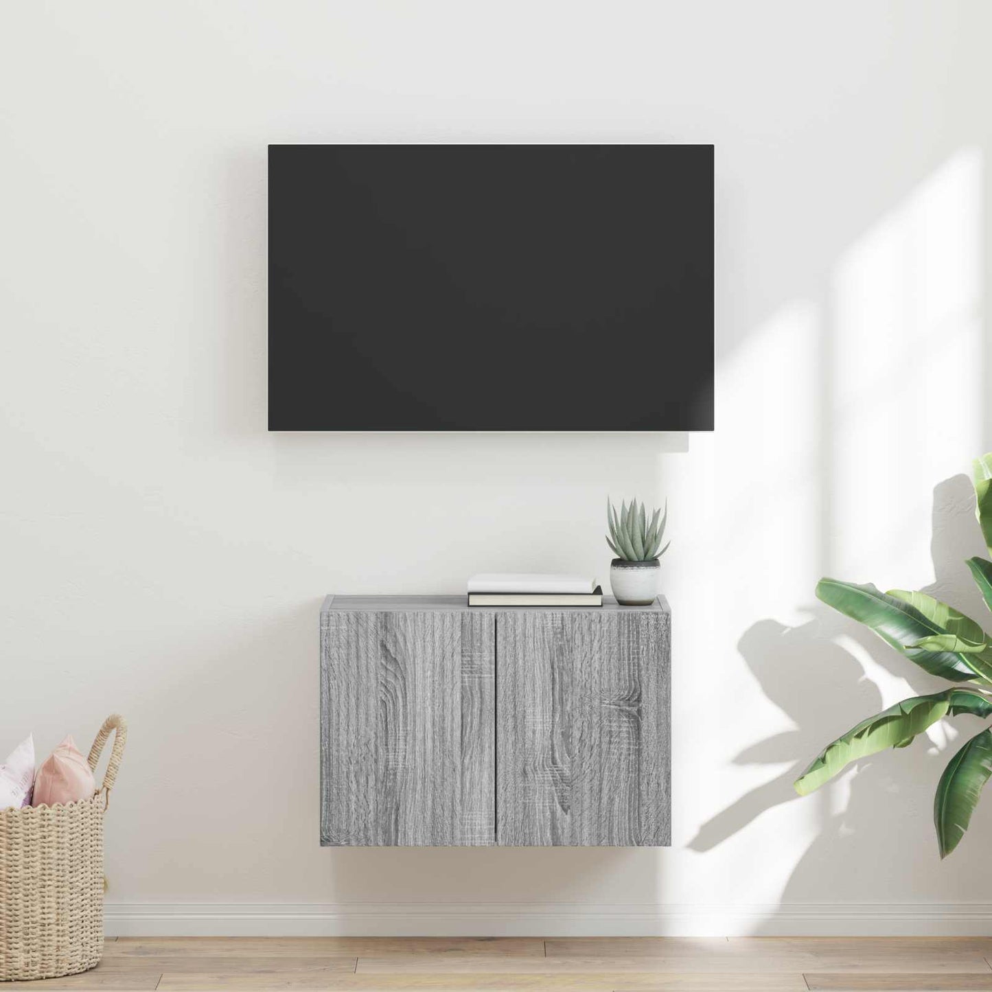 vidaXL Ντουλάπι Τηλεόρασης Τοίχου 59,5 x 31 x 40 εκ Γκρίζο Σονομα