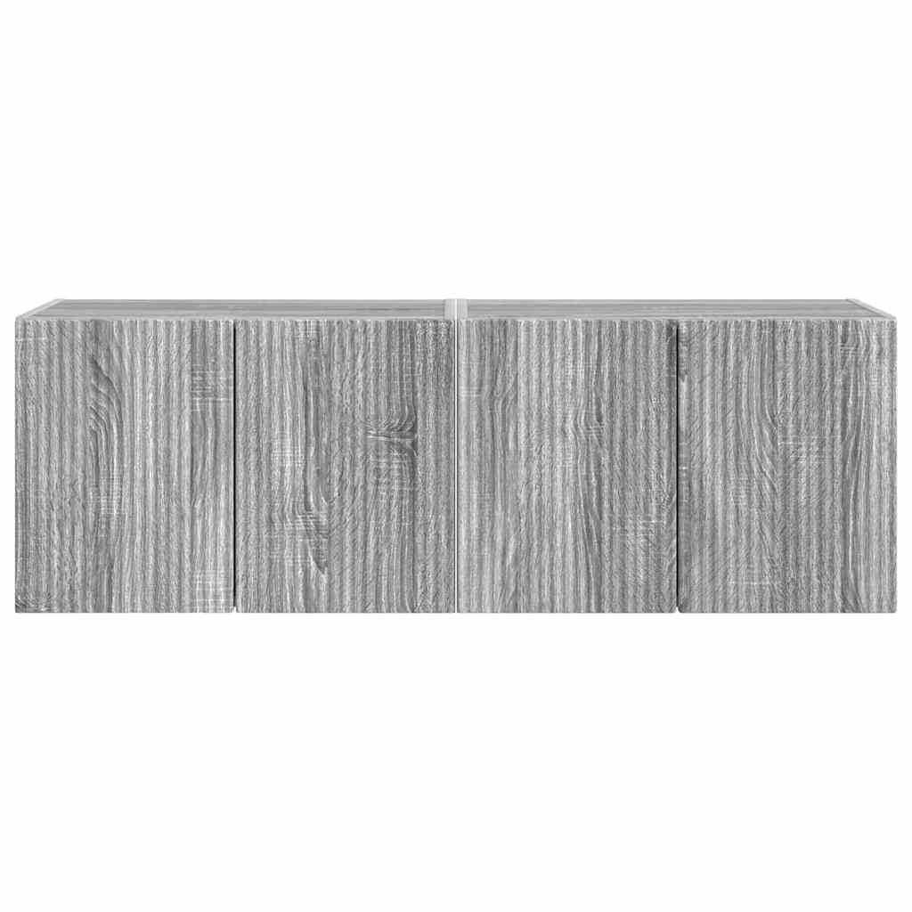 vidaXL Ντουλάπι Τηλεόρασης Τοίχου Επιτοίχιο 2 pcs Γκρίζο Σονομα