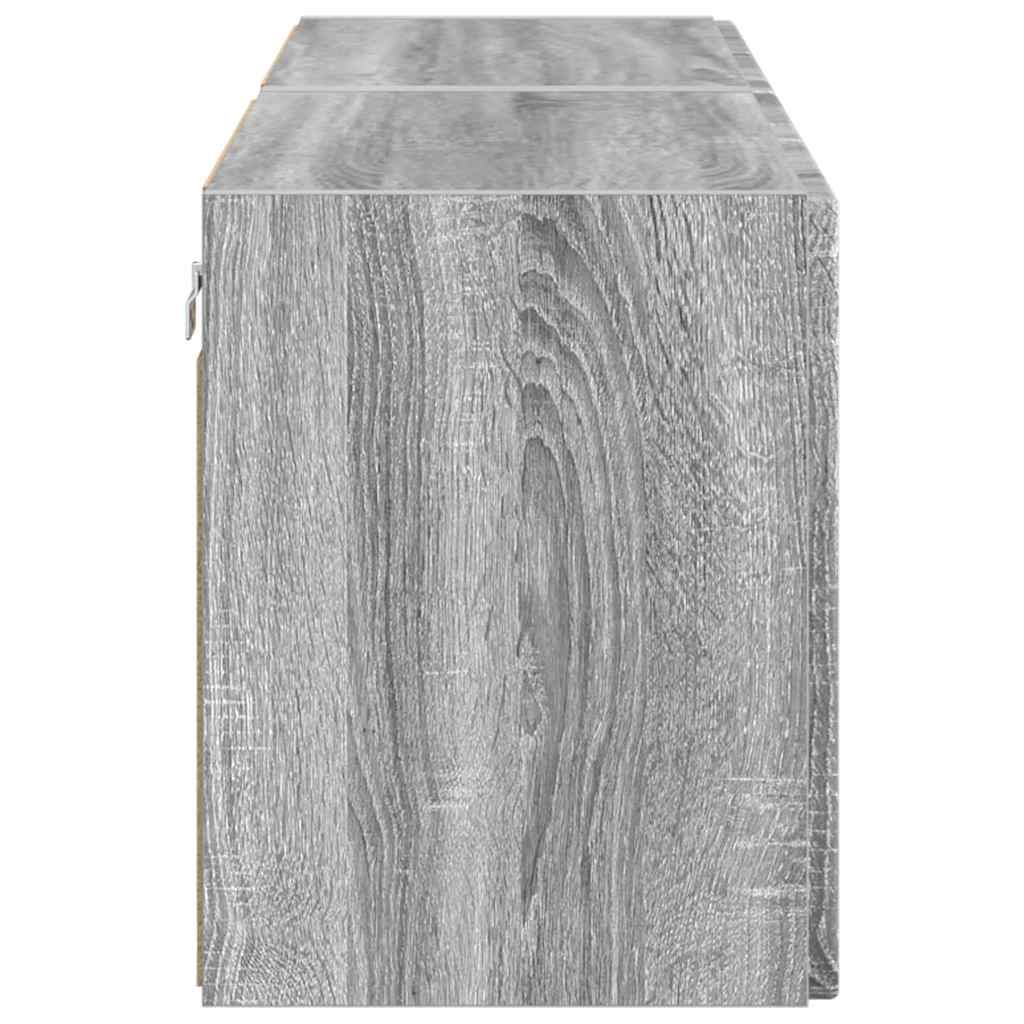 vidaXL Ντουλάπι Τηλεόρασης Τοίχου Επιτοίχιο 2 pcs Γκρίζο Σονομα