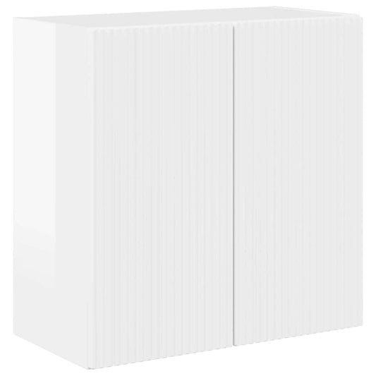 vidaXL Ντουλάπι Τηλεόρασης Τοίχου Επιτοίχιο Υψηλής γυαλάδας λευκό