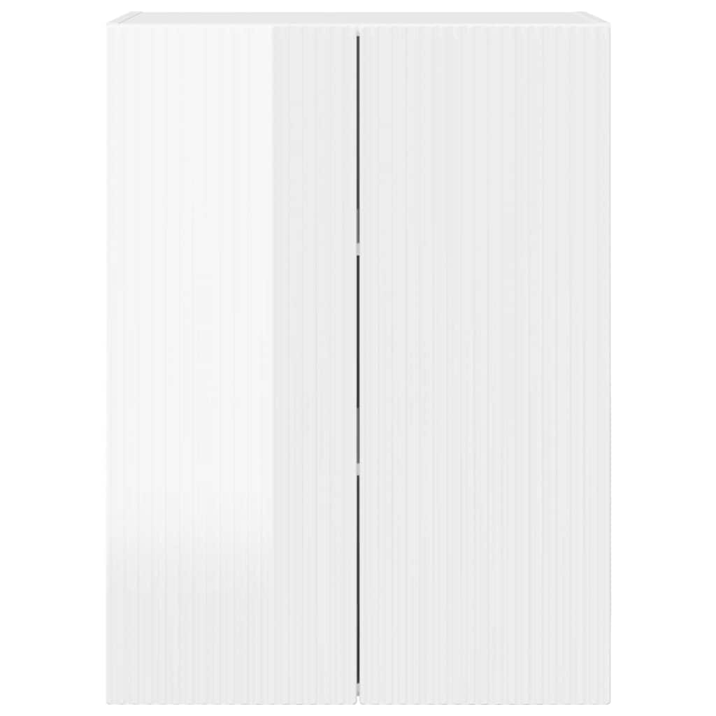 vidaXL Ντουλάπι Τηλεόρασης Τοίχου Επιτοίχιο Υψηλής γυαλάδας λευκό