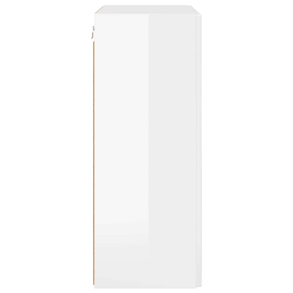 vidaXL Ντουλάπι Τηλεόρασης Τοίχου Επιτοίχιο Υψηλής γυαλάδας λευκό