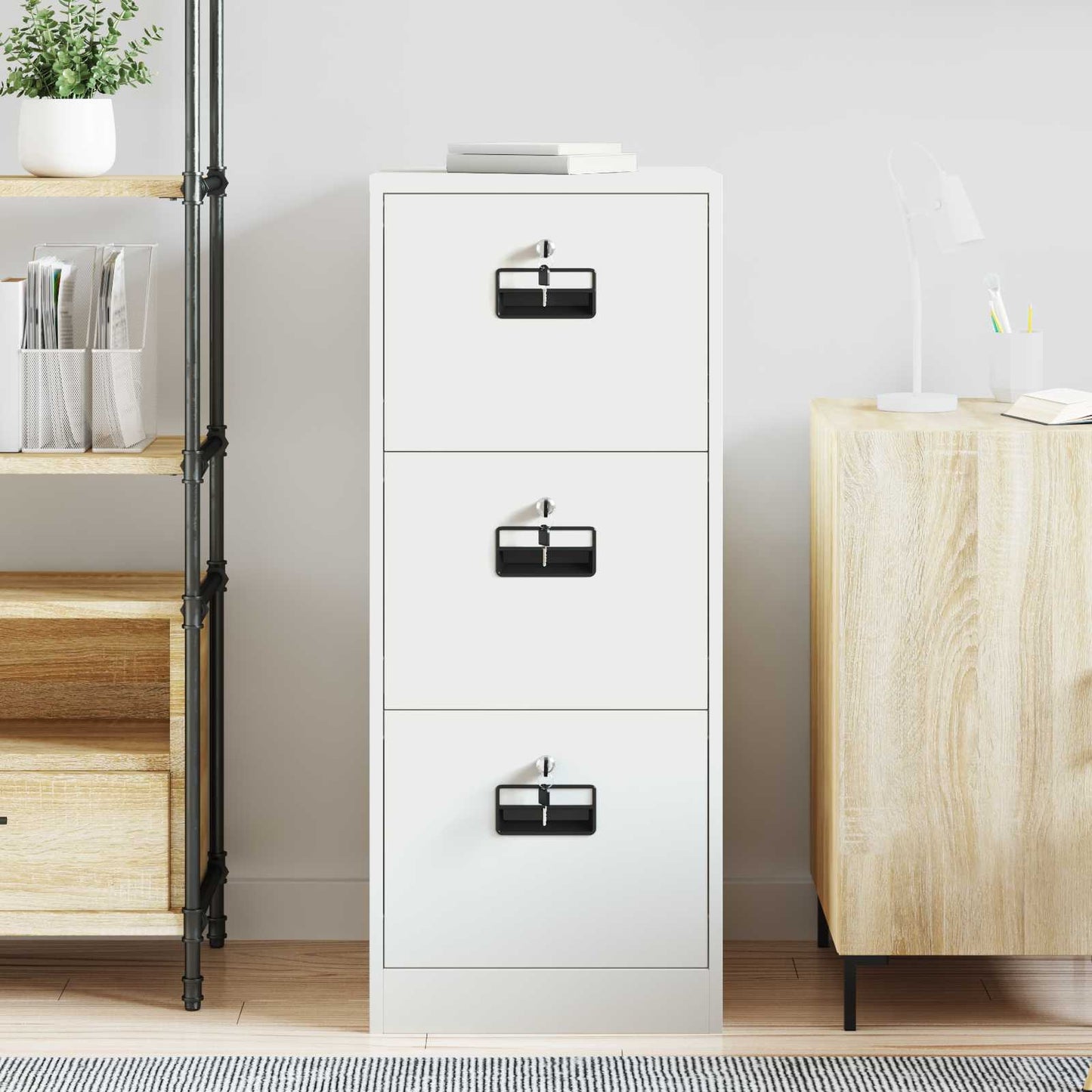 vidaXL Ντουλάπα Αρχείων Λευκό 44 x 50 x 106.5 εκ Ψυχρής Έλασης Χάλυβας