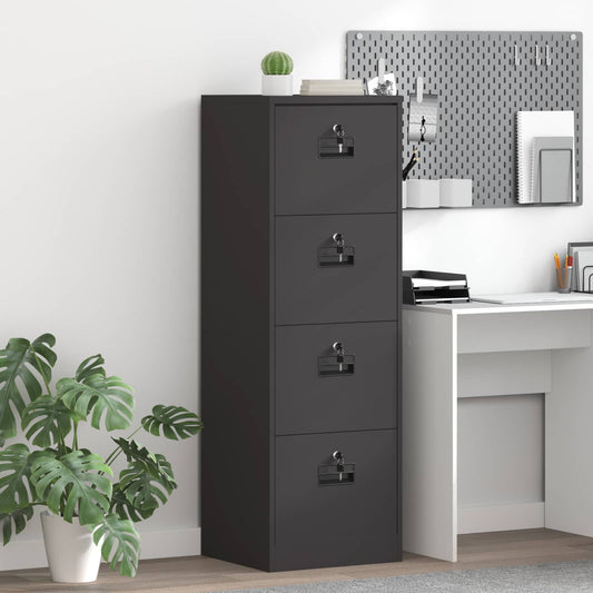 vidaXL Ντουλάπα Αρχείων Μαύρο 45,5 x 42 x 139 εκ Ψυχρής Έλασης Χάλυβας
