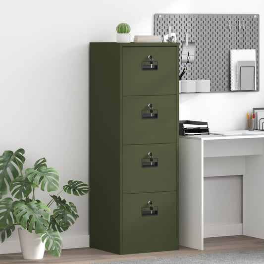 vidaXL Ντουλάπα Αρχείων με συρτάρι Ελιά Πράσινη 45,5 x 42 x 139 εκ