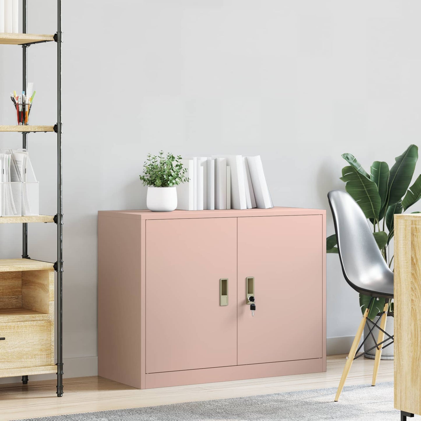 vidaXL Ντουλάπι αποθήκευσης Ροζ 90 x 40 x 70 cm Ατσάλι