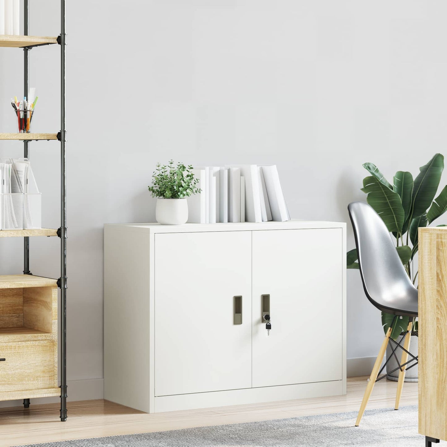 vidaXL Ντουλάπι αποθήκευσης Λευκός 90 x 40 x 70 cm Ατσάλι